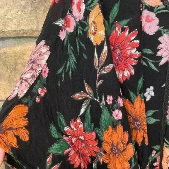 Women's Wrap Duster Coverup Boho Floral Butterfly size xl made in India - Picture 3 of 11